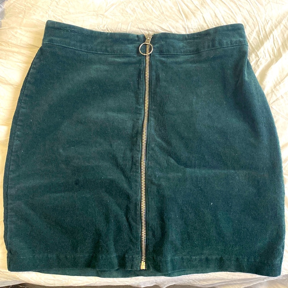 Dark Green Zip Up Skirt